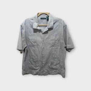CUBAVERA Mens XL Guayabera Camp Shirt Short Sleeve‎ Button Up Embroidered
